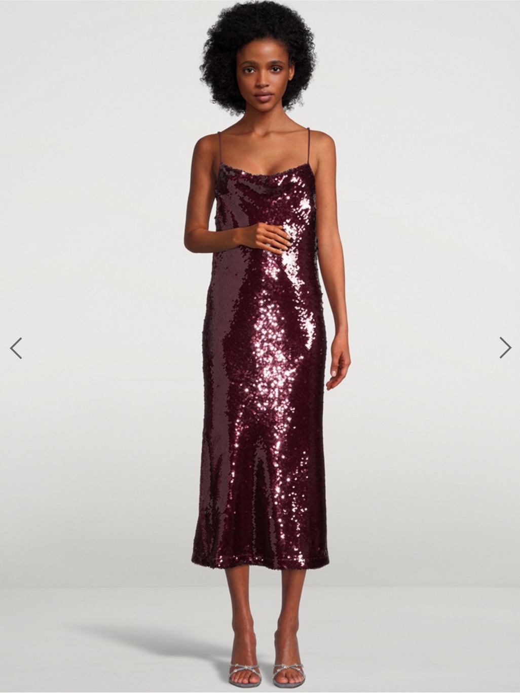 Vince Burgundy Sequin Slip Cowl Midi Dress